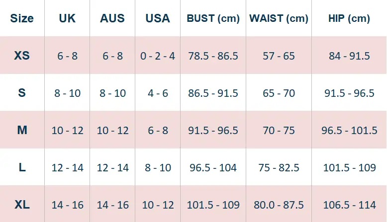sizing table guide