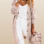 Classic V-Neck Long Sleeve Knit Cardigan