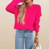 Bliss Light Knitted Alpaca Jumper Sweater-Hot Pink