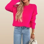 Bliss Light Knitted Alpaca Jumper Sweater - Hot Pink