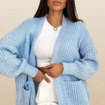 Bliss Pocket Detail Knitted Cardigan - Blue