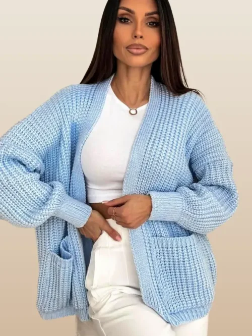 Bliss Pocket Detail Knitted Cardigan - Blue