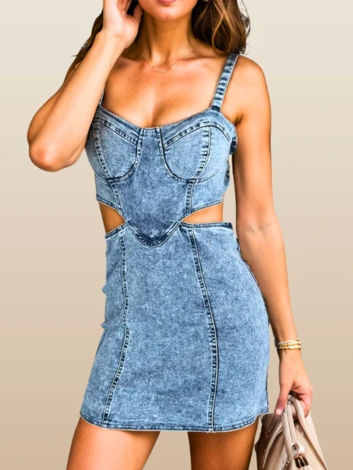 Cutout Wide Strap Bodycon Mini Dress