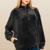 Faux Fur Half Zip Pullover with Pocket