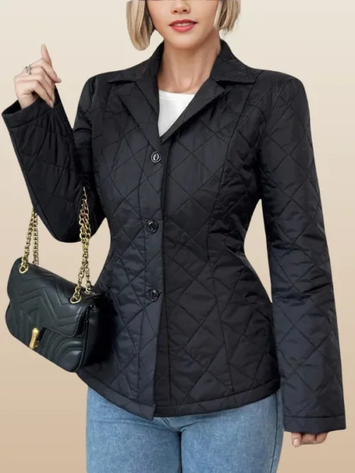 Quilted Button Up Puffer Style Outerwear Jacket