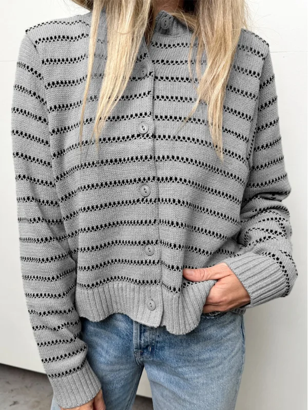 Striped Button Up Long Sleeve Cardigan2