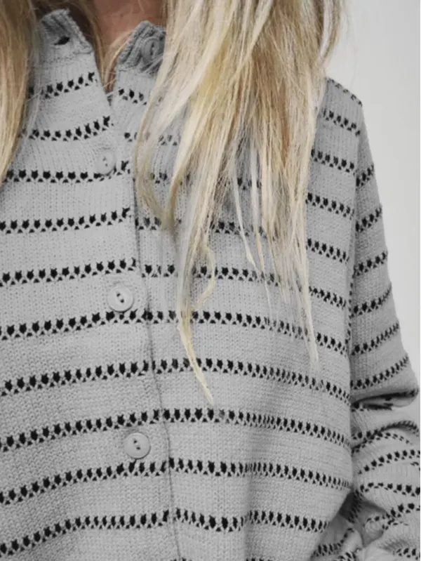 Striped Button Up Long Sleeve Cardigan3