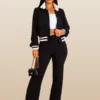 Black & White Bomber Ladies Sets With Blouse And Pants