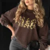 Brown Leopard Print Oversized Sweatshirt Jumper