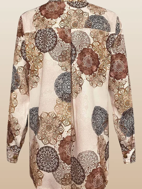 Brown Mandala-Patterned Shirt Blouse