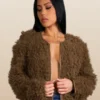 Brown Soft-Fur Zip Up Jackets
