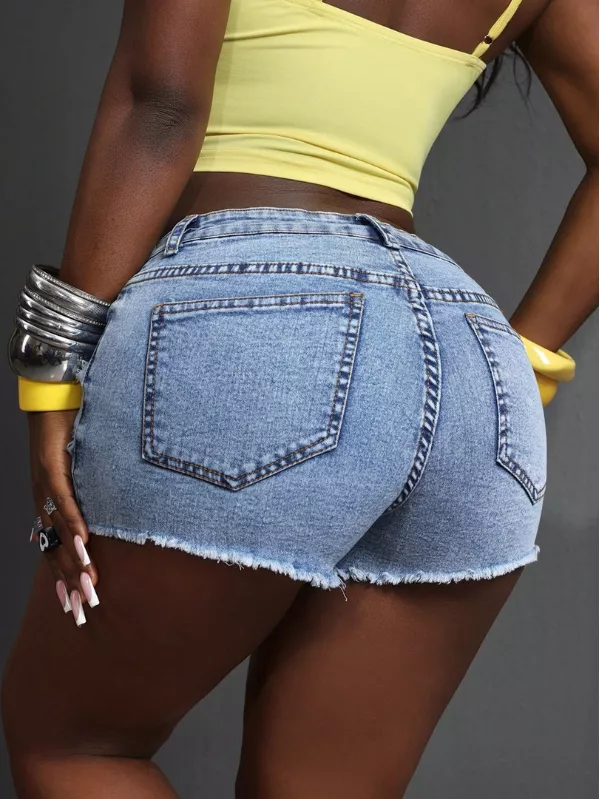 Distressed Denim Shorts with Functional Pockets - Image 3