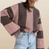 dusty-pink-wide-sleeve-striped-knit-jumper