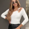 Ivory Off-Shoulder Top with Cut-Out Design