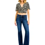 Plus Size Mid Rise Flare Jeans with Tummy Control