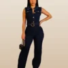 Urban Chic Belted Ladies Jumpsuit Denim