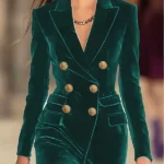 Velvet Double Breasted Blazer Style Dress