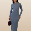 Winter Chic Fitted Ladies Midaxi Dress