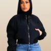 Women’S Black Winter Jacket Zip-Up Bomber Style