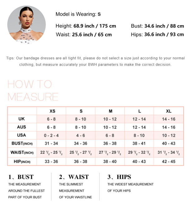 Eterna White Long Sleeve Backless Bandage Dress Size Guide