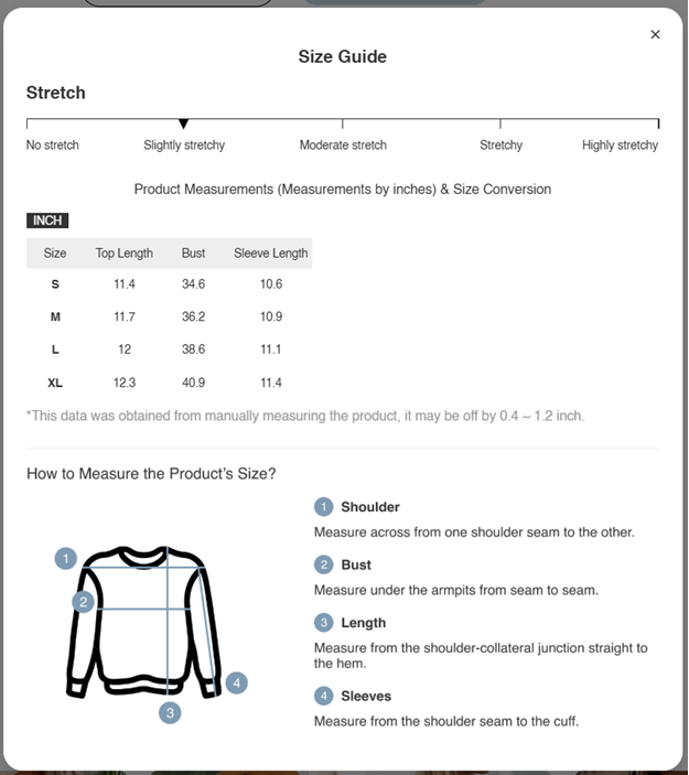 Frill Hem Puff Sleeve Cropped Blouse Top Size Chart