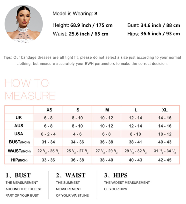 Sleeveless Curve Embrace Bandage Midi Dress Size Chart