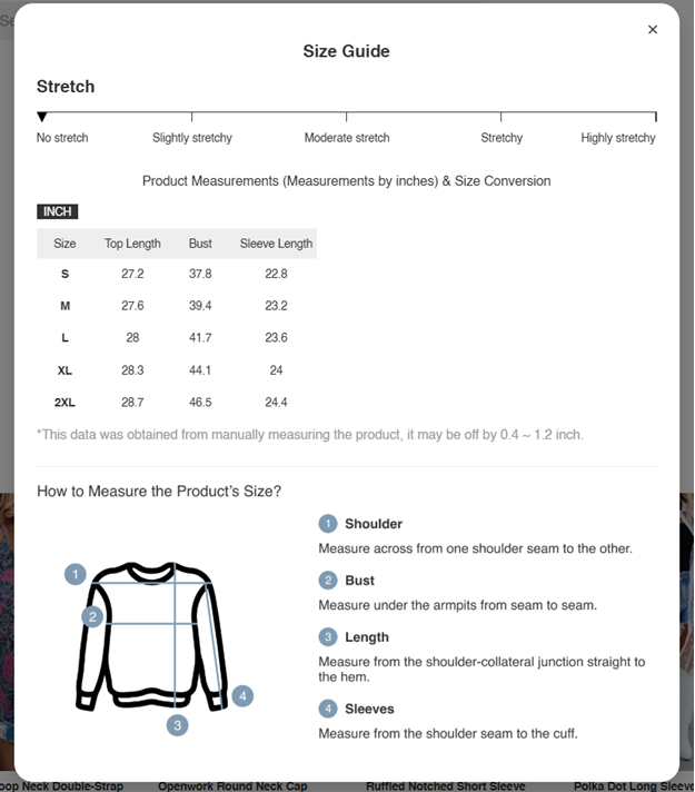 Textured Long Sleeve Button Down Shirt with Side Slit Size chart