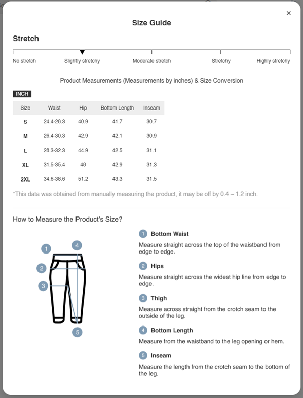 Wide Leg Utility Cargo Jeans Khaki Size Chart