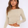 Round Neck Fitted Long Sleeve Top