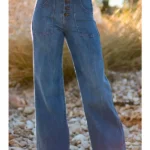 High Waisted Wide Leg Jeans for Women with Button Front
