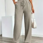 Wide Leg Pants for Women with Drawstring Elastic Waistband