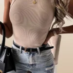 Bliss Ribbed Vest Top - Stone