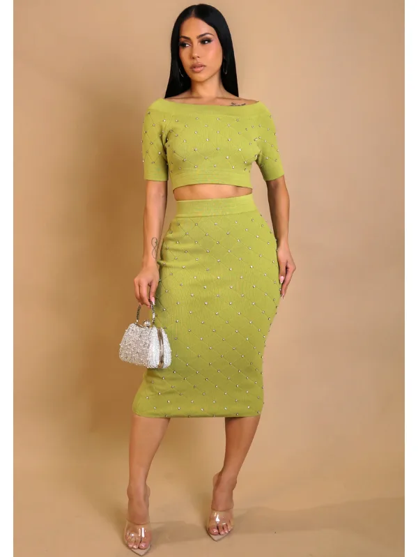 Keep It Going Skirt Set - Green