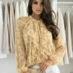 Golden Whisper Ruffle Blouse