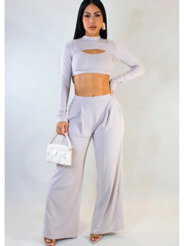 Rumor Has It Pant Set - Taupe