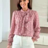 Virginie Polka Dot Tie Neck Blouse Shirt Top