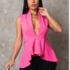Deep Plunge Top - fuchsia