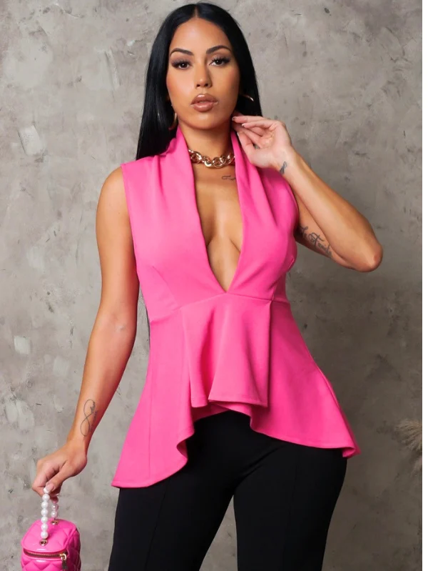 Deep Plunge Top - fuchsia