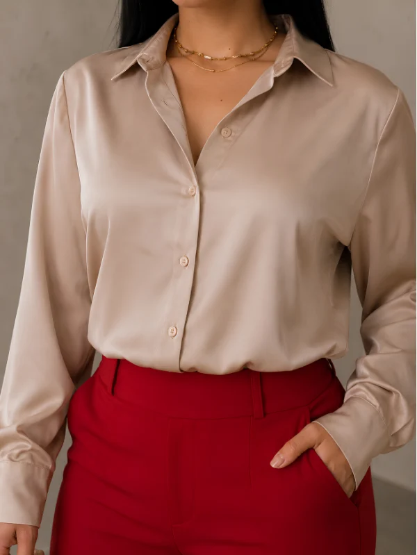 Boss Mode Satin Blouse Focus View