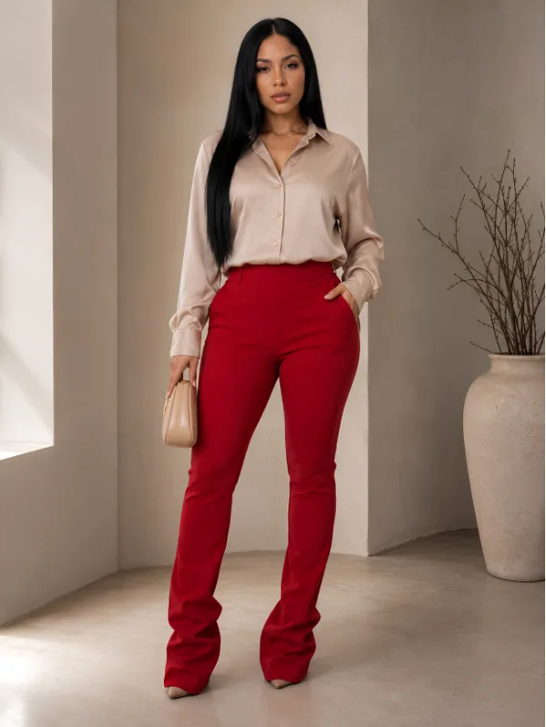 Boss Mode Satin Blouse Front View